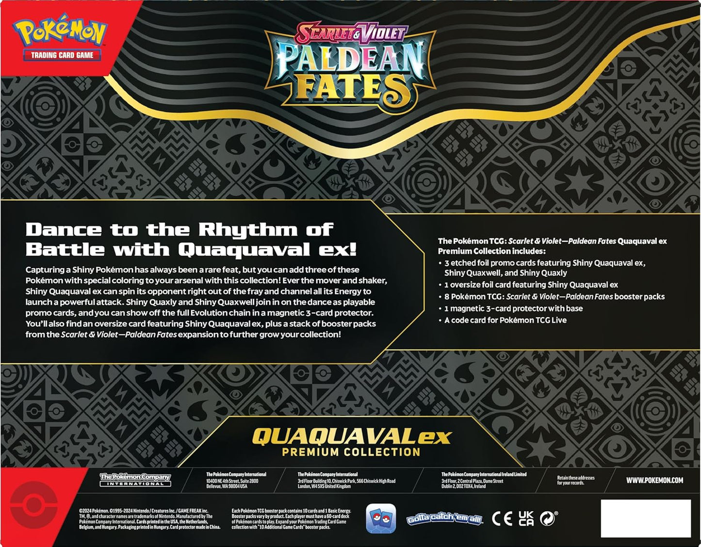 POKEMON TCG SCARLET & VIOLET PALDEAN FATES QUAQUAVAL EX PREMIUM COLLECTION